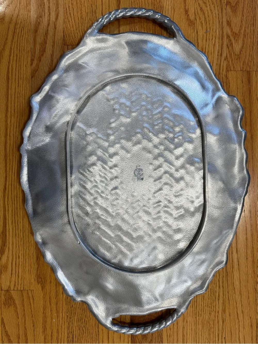 Lenox Grapeweave Oval Handled Serving Tray | Hefty Metal Serveware 22”